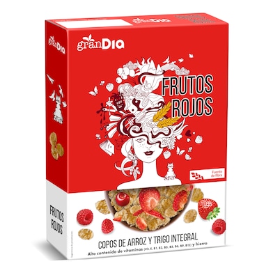 Cereales copos de arroz y trigo integral con frutos rojos Gran Dia 300 g-0 Cereales copos de arroz y trigo integral con frutos rojos Gran Dia 300 g-0