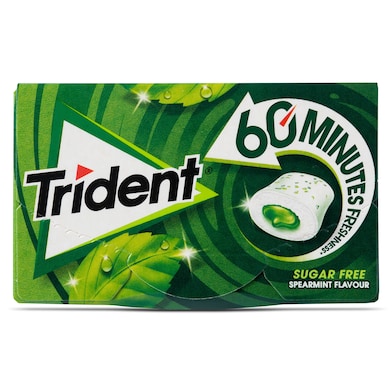 Chicles sabor hierbabuena 60 minutos sin azúcar Trident 22 g-0 Chicles sabor hierbabuena 60 minutos sin azúcar Trident 22 g-0