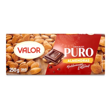 Chocolate puro con almendras enteras Valor 250 g-0 Chocolate puro con almendras enteras Valor 250 g-0
