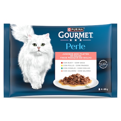 Alimento para gatos en mini filetes en salsa Gourmet 4 x 85 g-0 Alimento para gatos en mini filetes en salsa Gourmet 4 x 85 g-0