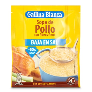 Sopa de pollo con fideos baja en sal Gallina Blanca 68 g-0