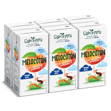 Bebida de zumo de melocotón sin azúcares añadidos Dia Saborfera pack 6 x 200 ml-0 Bebida de zumo de melocotón sin azúcares añadidos Dia Saborfera pack 6 x 200 ml-0