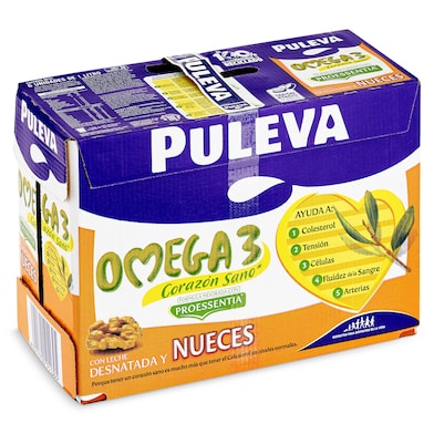 Bebida láctea omega 3 con nueces Puleva pack 6 x 1 L-0 Bebida láctea omega 3 con nueces Puleva pack 6 x 1 L-0
