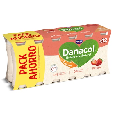 Bebida láctea de fresa 0% azúcares añadidos Danacol 12 x 100 g-0 Bebida láctea de fresa 0% azúcares añadidos Danacol 12 x 100 g-0