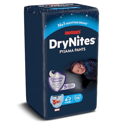 Pañales de noche infantiles de 4 a 7 años Huggies DryNites 10 unidades-0 Pañales de noche infantiles de 4 a 7 años Huggies DryNites 10 unidades-0