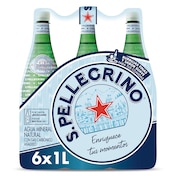 Agua mineral con gas San Pellegrino pack 6 x 1 L