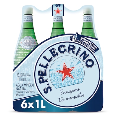 Agua mineral con gas San Pellegrino pack 6 x 1 L-0 Agua mineral con gas San Pellegrino pack 6 x 1 L-0