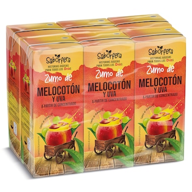 Zumo de melocotón y uva Dia Saborfera pack 6 x 200 ml-0 Zumo de melocotón y uva Dia Saborfera pack 6 x 200 ml-0