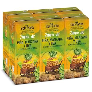 Zumo de piña, manzana y uva pack 6 x 200 ml-0 Zumo de piña, manzana y uva pack 6 x 200 ml-0