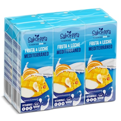 Bebida de fruta y leche mediterráneo Dia Saborfera pack 6 x 200 ml-0 Bebida de fruta y leche mediterráneo Dia Saborfera pack 6 x 200 ml-0