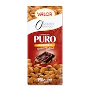 Chocolate puro con almendras sin azúcar Valor 150 g