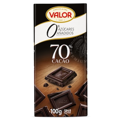 Chocolate negro 70% cacao sin azúcar Valor 100 g-0 Chocolate negro 70% cacao sin azúcar Valor 100 g-0