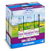 Leche semidesnatada sin lactosa Asturiana pack 6 x 1 L