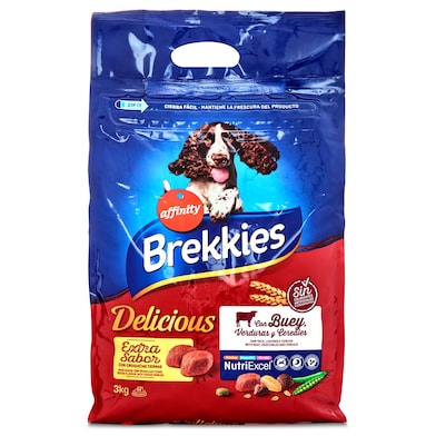 Alimento para perros adultos con buey Brekkies Delicious 3 Kg-0