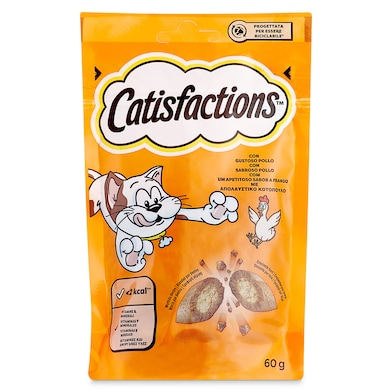 Snack para gatos con pollo Catisfactions 60 g-0