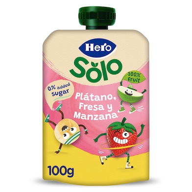 Alimento infantil con puré plátano, fresa y manzana Hero 100 g-0 Alimento infantil con puré plátano, fresa y manzana Hero 100 g-0