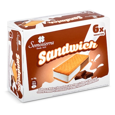 Sándwich de nata y chocolate Somosierra 6 x 50 g-0