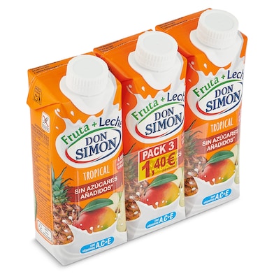 Bebida de fruta y leche tropical Don Simón pack 3 x 330 ml-0 Bebida de fruta y leche tropical Don Simón pack 3 x 330 ml-0