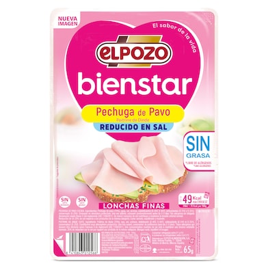 Pechuga de pavo reducida en sal Elpozo Bienstar 65 g-0