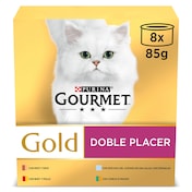 Alimento para gatos doble placer Gourmet 8 x 85 g