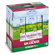 Leche desnatada sin lactosa Asturiana pack 6 x 1 L