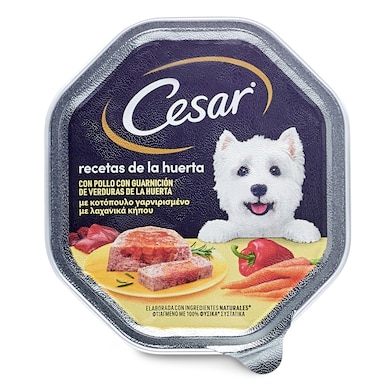 Alimento húmedo para perros recetas de la huerta con pollo Cesar 150 g-0 Alimento húmedo para perros recetas de la huerta con pollo Cesar 150 g-0