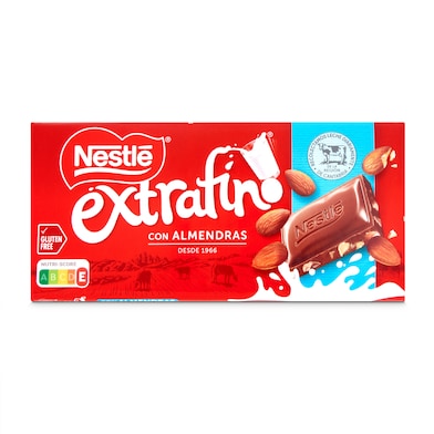 Chocolate con leche y almendras Nestlé Extrafino 123 g-0 Chocolate con leche y almendras Nestlé Extrafino 123 g-0