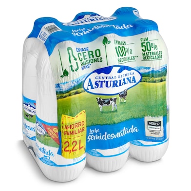 Leche semidesnatada Asturiana pack 6 x 2.2 L-0 Leche semidesnatada Asturiana pack 6 x 2.2 L-0