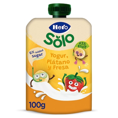 Yogur con plátano y fresa Hero 100 g-0 Yogur con plátano y fresa Hero 100 g-0