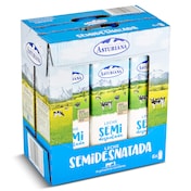 Leche semidesnatada Asturiana pack 6 x 1 L