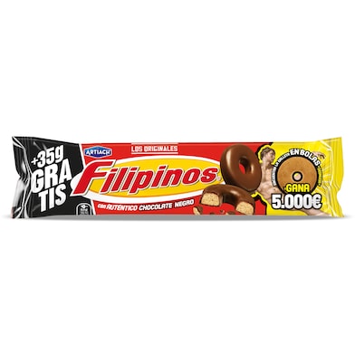 Roscos de galleta con chocolate negro Artiach Filipinos 93 g + 35 g-0 Roscos de galleta con chocolate negro Artiach Filipinos 93 g + 35 g-0