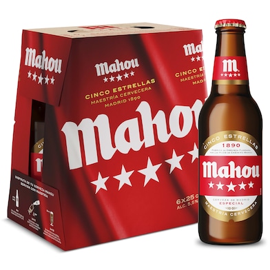 Cerveza Mahou 5 Estrellas pack 6 x 25 cl-0