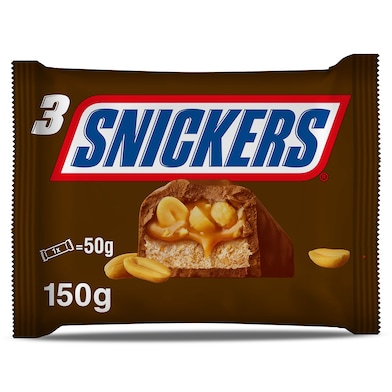 Barritas de chocolate con caramelo y cacahuetes Snickers 150 g-0 Barritas de chocolate con caramelo y cacahuetes Snickers 150 g-0