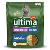 Alimento para gatos senior esterilizados Ultima 800 g