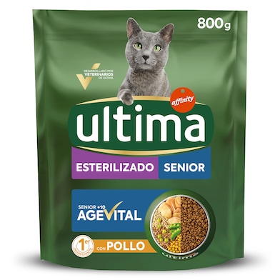 Alimento para gatos senior esterilizados Ultima 800 g-0