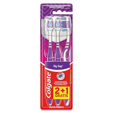 Cepillo de dientes suave zig zag Colgate 2 + 1 unidades-0