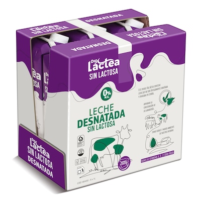Leche desnatada sin lactosa Dia Láctea pack 6 x 1 L-0 Leche desnatada sin lactosa Dia Láctea pack 6 x 1 L-0