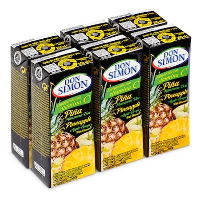 Zumo de piña, manzana y uva Don Simón pack 6 x 200 ml-0
