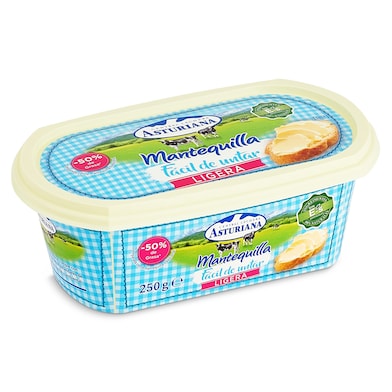 Mantequilla ligera fácil de untar Asturiana 250 g-0 Mantequilla ligera fácil de untar Asturiana 250 g-0