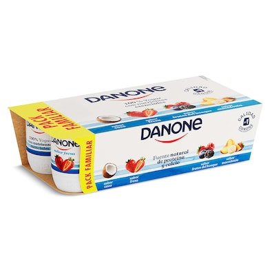 Yogur sabor coco, fresa, frutos del bosque y macedonia Danone 8 x 120 g-0 Yogur sabor coco, fresa, frutos del bosque y macedonia Danone 8 x 120 g-0