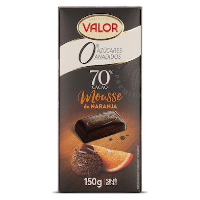 Chocolate negro 70% cacao relleno con mousse de naranja Valor 150 g-0 Chocolate negro 70% cacao relleno con mousse de naranja Valor 150 g-0