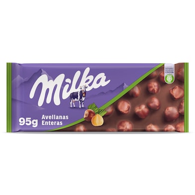 Chocolate con leche y avellanas enteras Milka 95 g-0 Chocolate con leche y avellanas enteras Milka 95 g-0