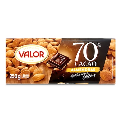 Chocolate negro con almendras enteras Valor 250 g-0 Chocolate negro con almendras enteras Valor 250 g-0