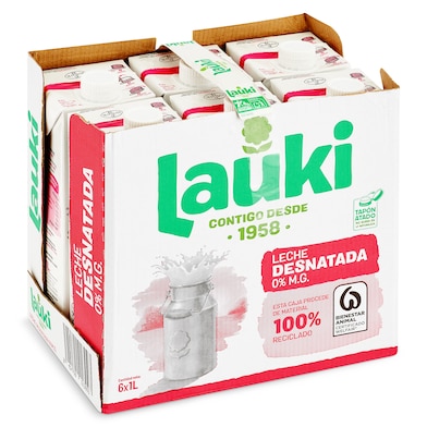 Leche desnatada Lauki pack 6 x 1 L-0 Leche desnatada Lauki pack 6 x 1 L-0