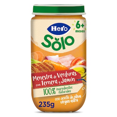 Puré de menestra de verduras con jamón y ternera Hero 235 g-0 Puré de menestra de verduras con jamón y ternera Hero 235 g-0