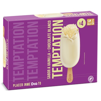 Helado bombón chocolate blanco Dia Temptation 4 x 84 g-0 Helado bombón chocolate blanco Dia Temptation 4 x 84 g-0