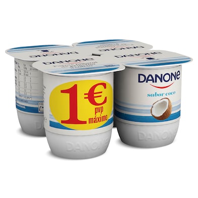 Yogur sabor coco Danone 4 x 125 g-0 Yogur sabor coco Danone 4 x 125 g-0