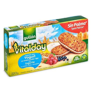 Galletas sándwich yogurt y frutos rojos Gullón Vitalday 220 g-0 Galletas sándwich yogurt y frutos rojos Gullón Vitalday 220 g-0