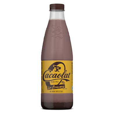 Batido de chocolate 0% sin azúcar añadido Cacaolat botella 1 L-0 Batido de chocolate 0% sin azúcar añadido Cacaolat botella 1 L-0