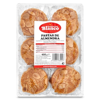 Pastas artesanas de almendras Blanco 400 g-0